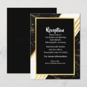 金ゴールドストライプタイポグラフィブラック 案内ポストカード (正面/裏面)