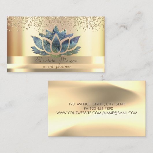 金ゴールドストライプダイヤモンドシックロータス金ゴールド 名刺 (正面/裏面)