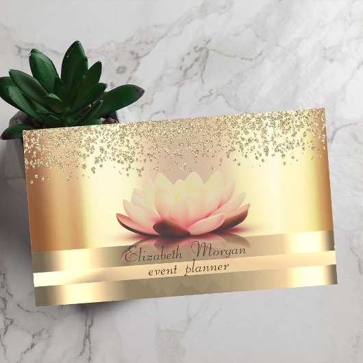 金ゴールドストライプダイヤモンドロータス金ゴールド 名刺