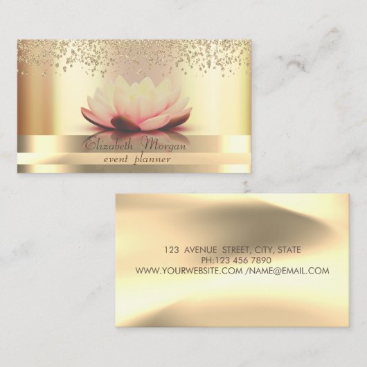 金ゴールドストライプダイヤモンドロータス金ゴールド 名刺 (正面/裏面)