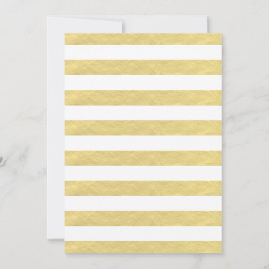 金ゴールドストライプティール（緑がかった色）フローラベビーシャワー招待状 招待状 (裏面)