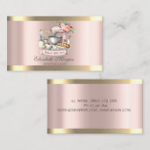 金ゴールドストライプバラ金ゴールドフローラベーカリー混合器 名刺 (正面/裏面)