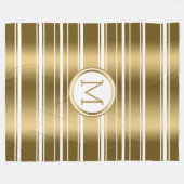 金ゴールドストライプパターカスタムンの白い背景 フリースブランケット (正面(横))