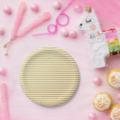 金ゴールドストライプパターン紙プレート ペーパープレート (パーティー)