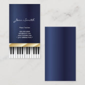 金ゴールドストライプピアノ先生ダークブルービジネスカード 名刺 (正面/裏面)