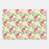 金ゴールドストライプピンククリスマスボール ラッピングペーパーシート (正面)