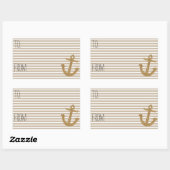 金ゴールドストライプフェイクグリッターいかりギフトラベル 長方形シール (シート)