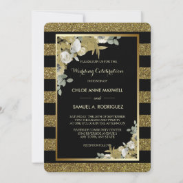 金ゴールドストライプブロンズバラ結婚式招待状 招待状
