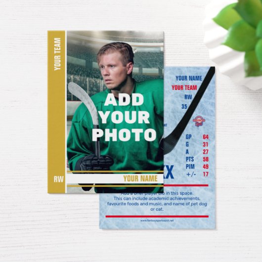 金ゴールドストライプホッケートレーディングカード – カスタム統計 (デスク)