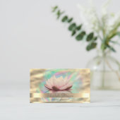 金ゴールドストライプホログラフィグラデーションックインクロータス金ゴールド 名刺 (スタンド正面)