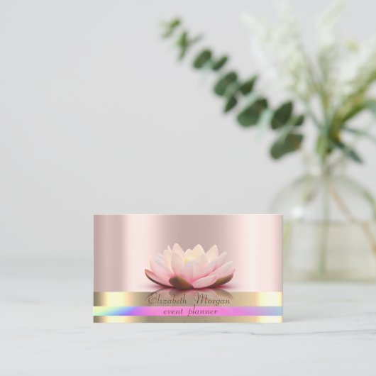 金ゴールドストライプホログラフィグラデーションックロータスバラ金ゴールド 名刺 (スタンド正面)
