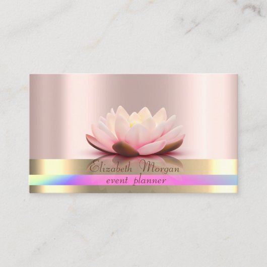 金ゴールドストライプホログラフィグラデーションックロータスバラ金ゴールド 名刺 (正面)