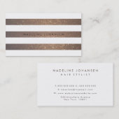 金ゴールドストライプホワイト美容師名刺 名刺 (正面/裏面)