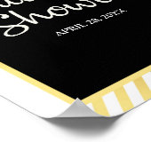 金ゴールドストライプマーブルタイポグラフィブラックブライダルシャワー ポスター (角)