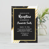 金ゴールドストライプマーブルタイポグラフィブラック披露宴 招待状 (スタンド正面)