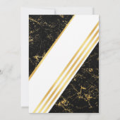 金ゴールドストライプマーブルタイポグラフィブラック誕生日 招待状 (裏面)