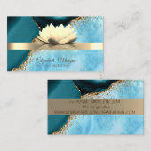 金ゴールドストライプマーブルロータスフラワーヨガ 名刺 (正面/裏面)