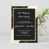 金ゴールドストライプマーブル結婚タイポグラフィ記念日 招待状 (スタンド正面)