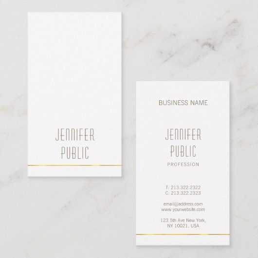 金ゴールドストライプミニマモダンリストデザインプユニークラン 名刺 (正面/裏面)