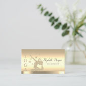 金ゴールドストライプヨガインストラクターグリッター女性 名刺 (スタンド正面)