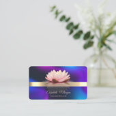 金ゴールドストライプロータスフラワーホログラフィック 名刺 (スタンド正面)