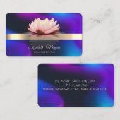 金ゴールドストライプロータスフラワーホログラフィック 名刺 (正面/裏面)