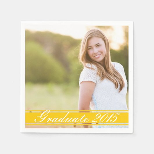 金ゴールドストライプ卒業パーティーペーパーナプキンセット スタンダードカクテルナプキン (正面)