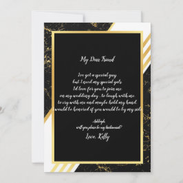 金ゴールドストライプ大理石タイポグラフは私の花嫁のメイドになる 招待状