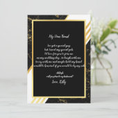 金ゴールドストライプ大理石タイポグラフは私の花嫁のメイドになる 招待状 (スタンド正面)