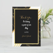 金ゴールドストライプ大理石タイポグラフィブラック感謝していユー 招待状 (スタンド正面)