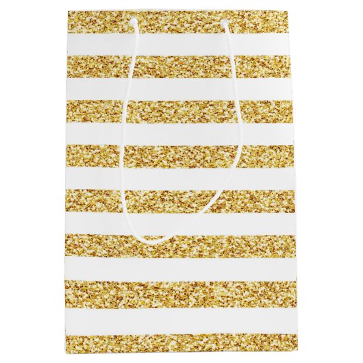 金ゴールドストライプ抱き枕 ミディアムペーパーバッグ (正面)