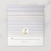 金ゴールドストライプ結婚航海のいかり折り曲げ護衛 プレイスカード (外部開封)