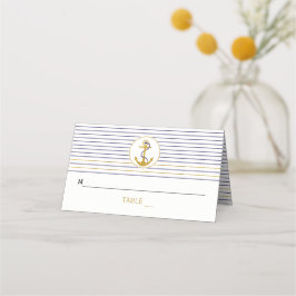 金ゴールドストライプ結婚航海のいかり折り曲げ護衛 プレイスカード