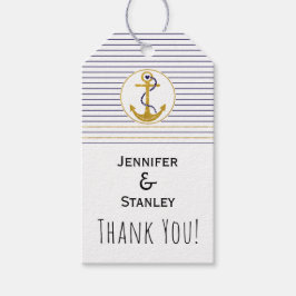 金ゴールドストライプ結婚航海のS Thank You ギフトタグ