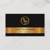 金ゴールドストライプ金ゴールドギターロゴギタリストミュージシャン 名刺 (正面)