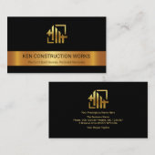 金ゴールドストライプ金ゴールドホームMotif建築ビルダ 名刺 (正面/裏面)