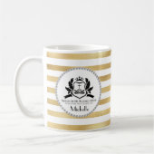 金ゴールドストライプ&ダイアモンズクイーンパーソナライズされた コーヒーマグカップ (左)