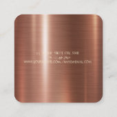 金ゴールドストライプ、ツリー女性シルエットブラウンメタリック スクエア名刺 (裏面)