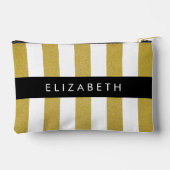 金ゴールドストライプ、パタストライプのーン、線、名前 アクセサリーポーチ (裏面)