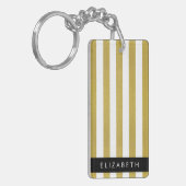 金ゴールドストライプ、パタストライプのーン、線、名前 キーホルダー (正面左)