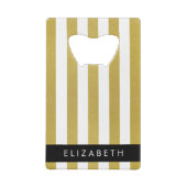 金ゴールドストライプ、パタストライプのーン、線、名前 クレジットカード栓抜き (裏面)
