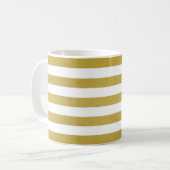 金ゴールドストライプ、パタストライプのーン、線、名前 コーヒーマグカップ (正面左)