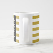 金ゴールドストライプ、パタストライプのーン、線、名前 ジャンボコーヒーマグカップ (裏面)