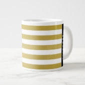 金ゴールドストライプ、パタストライプのーン、線、名前 ジャンボコーヒーマグカップ (正面右)