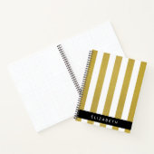 金ゴールドストライプ、パタストライプのーン、線、名前 ノートブック (内部)