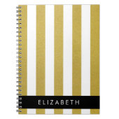 金ゴールドストライプ、パタストライプのーン、線、名前 ノートブック (正面)