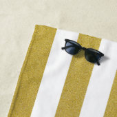 金ゴールドストライプ、パタストライプのーン、線、名前 ビーチタオル (インサイチュ)