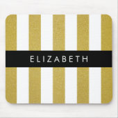 金ゴールドストライプ、パタストライプのーン、線、名前 マウスパッド (正面)