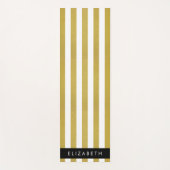 金ゴールドストライプ、パタストライプのーン、線、名前 ヨガマット (正面)