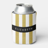 金ゴールドストライプ、パタストライプのーン、線、名前 缶クーラー (缶正面)